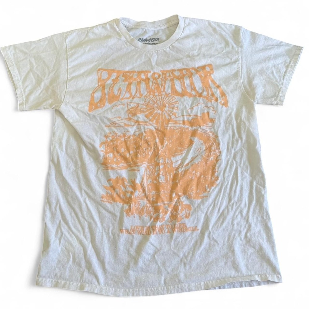 8THWNDR White Windmill Graphic Tee, Orange Print - Size L‎